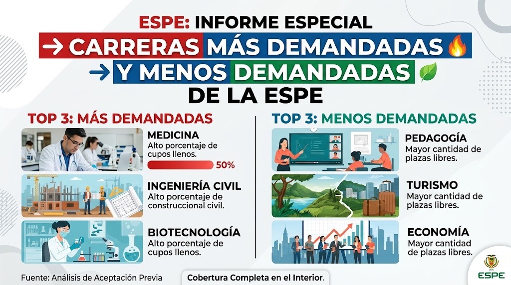 Informe especial de carreras más y menos demandadas de la Universidad de las Fuerzas Armadas ESPE