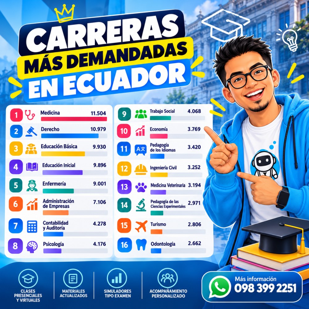 Infografía: Las 16 carreras más demandadas en Ecuador